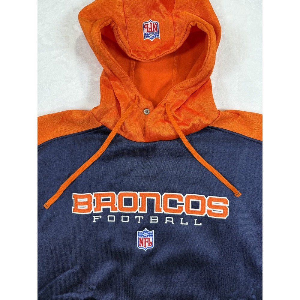 Vintage Reebok Denver Broncos NFL Hoodie Sweatshirt Pullover Logo Large